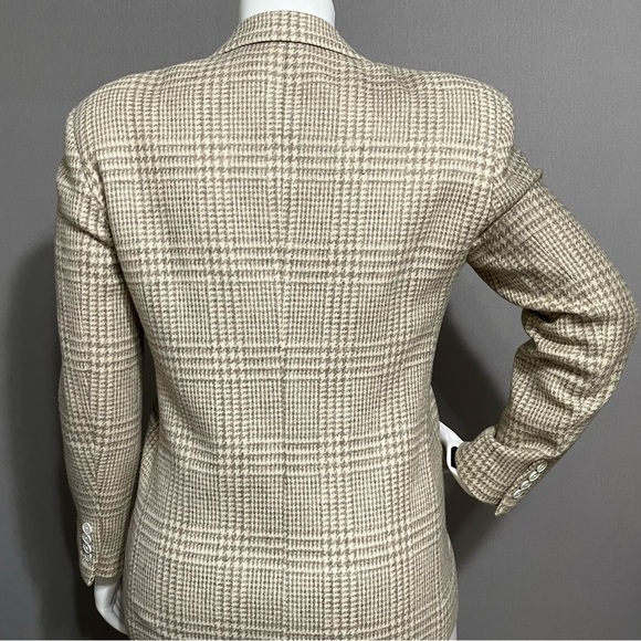 Austin Reed Wool Blend Tan Houndstooth Unisex Blazer Sz-XL - Picture 7 of 12